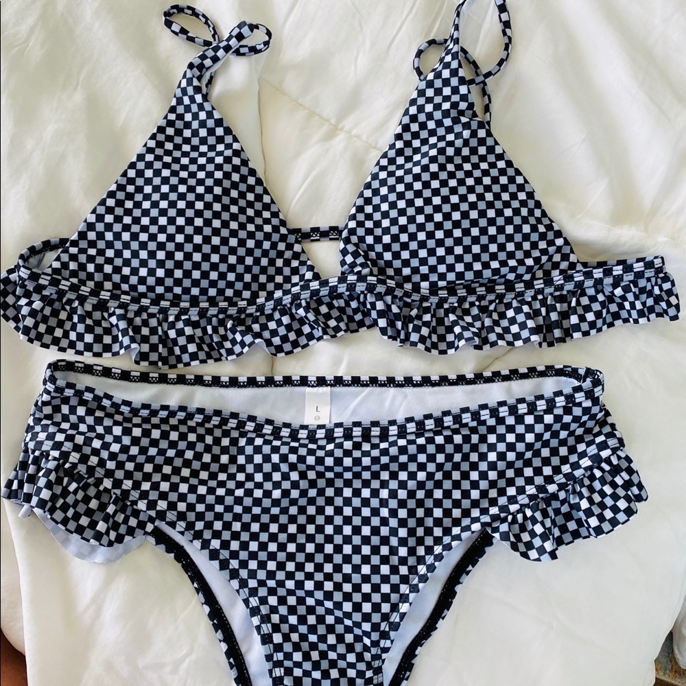 Black and white checkered bikini